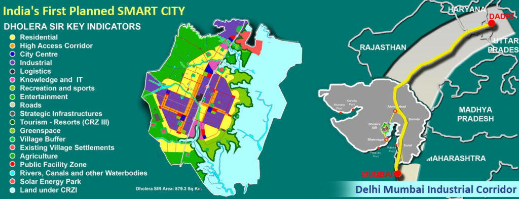 Map of Dholera SIR showing sectors and employee housing zones