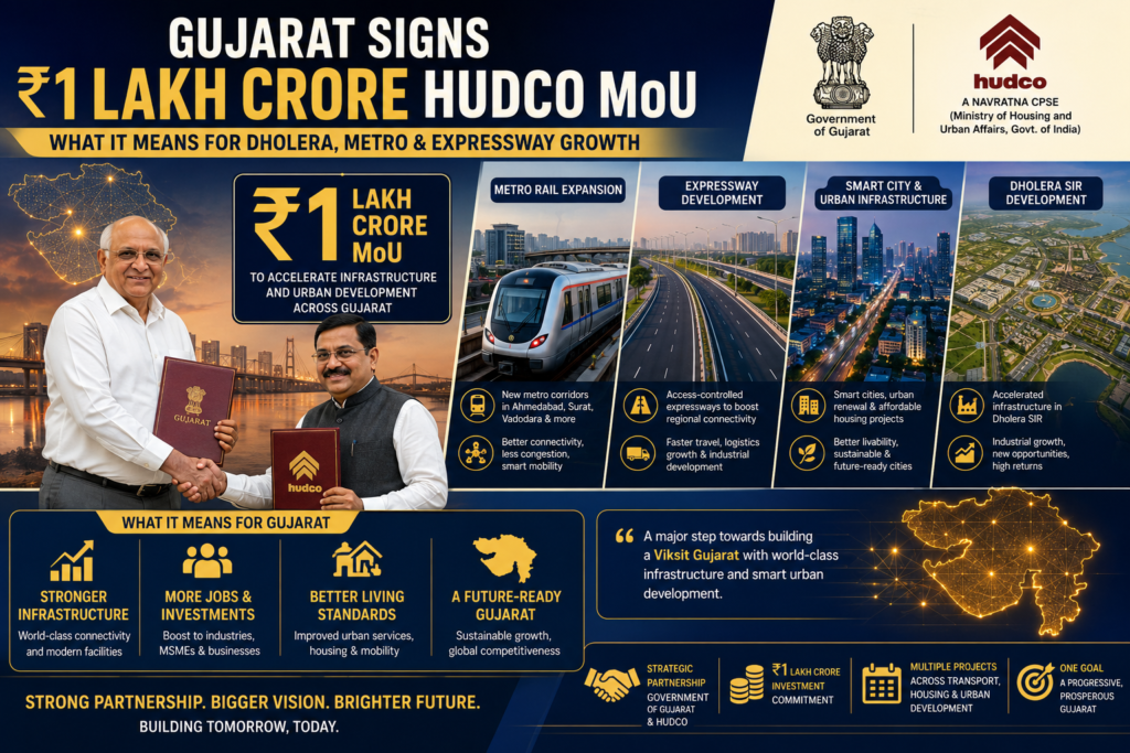 Gujarat Signs ₹1 Lakh Crore HUDCO MoU for Dholera Growth